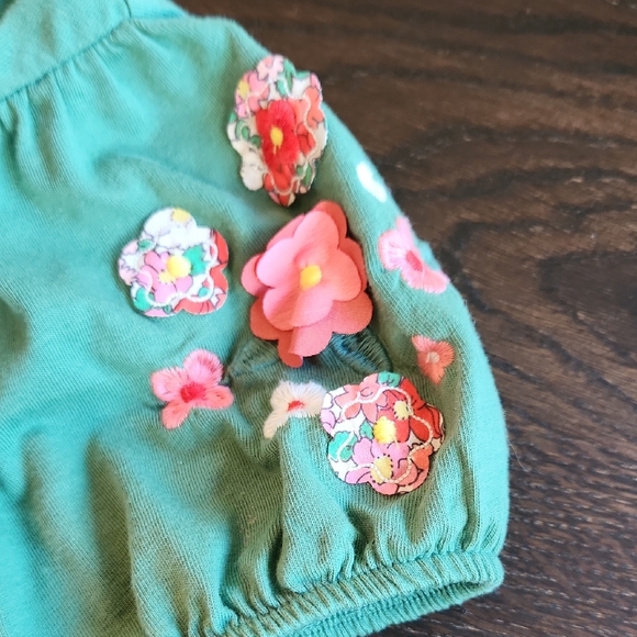 Mini Boden Green Dress with Floral and Horse Embroidery - Picture 3 of 4